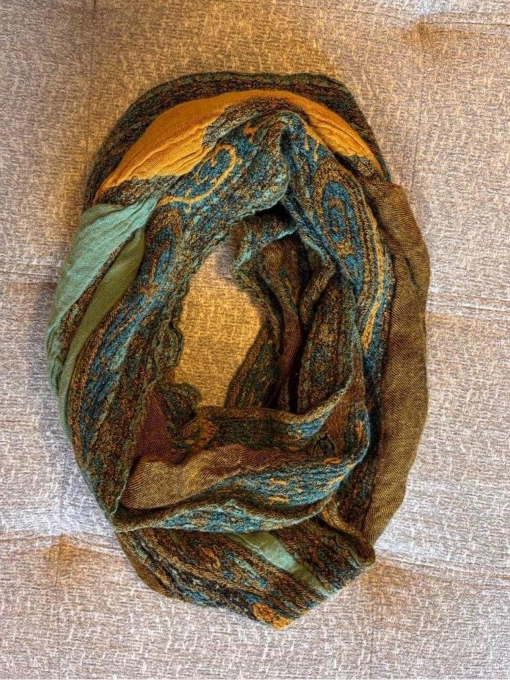Green & Teal Paisley Infinity Scarf - Women's Accessory